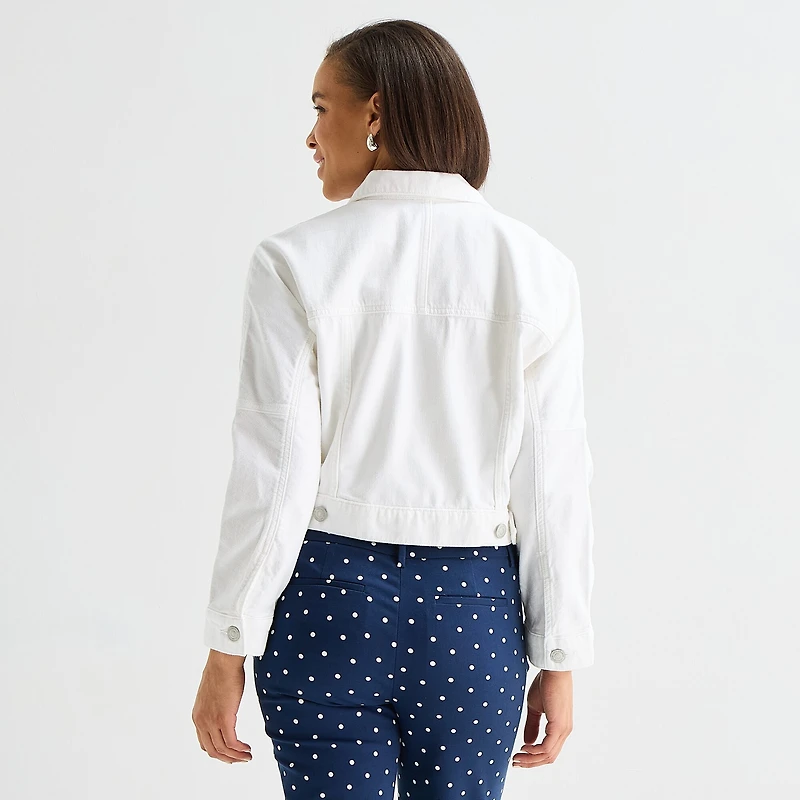 Liz Claiborne Denim Cropped Womens Lightweight Jacket