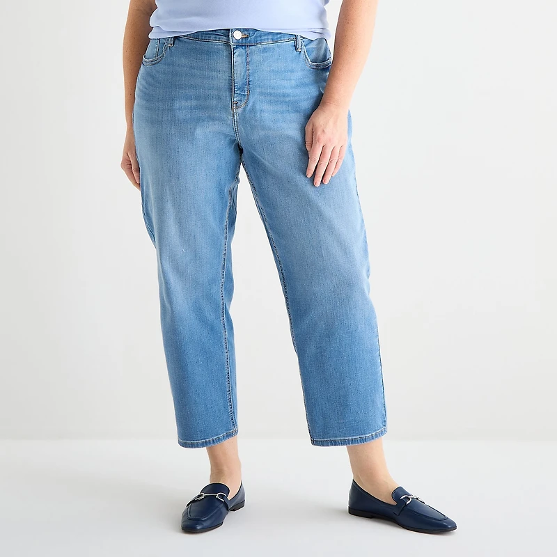 Liz Claiborne Womens - Plus High Rise Cropped Jean