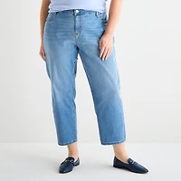 Liz Claiborne Womens - Plus High Rise Cropped Jean