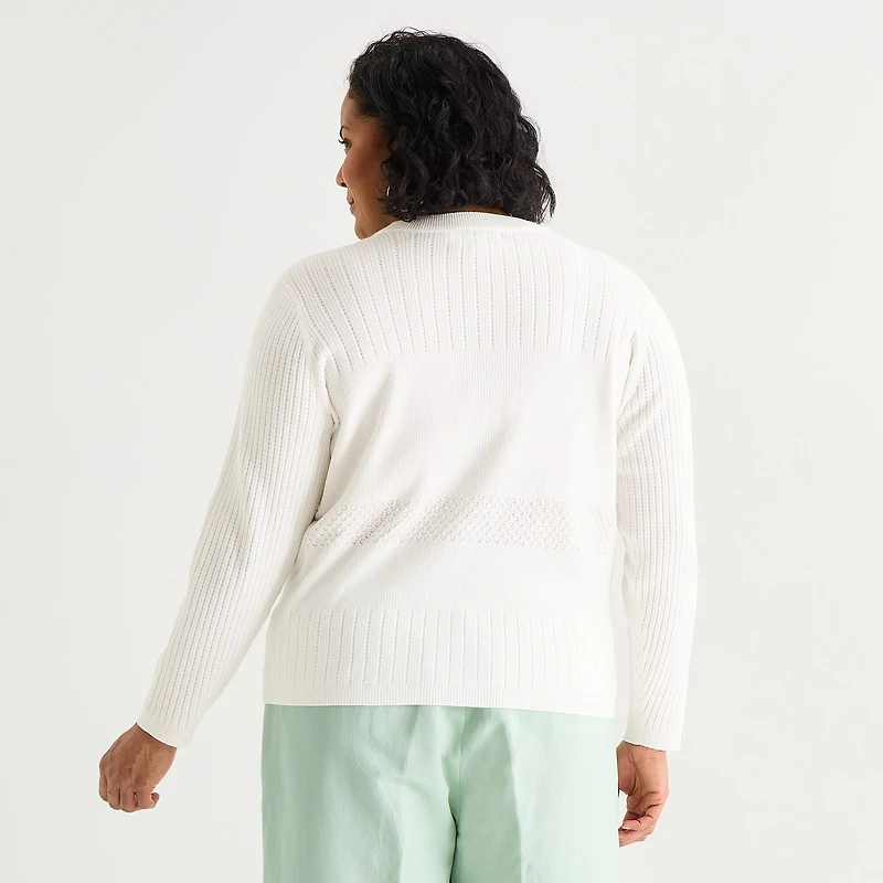Liz Claiborne Womens V Neck Long Sleeve Button Plus Cardigan