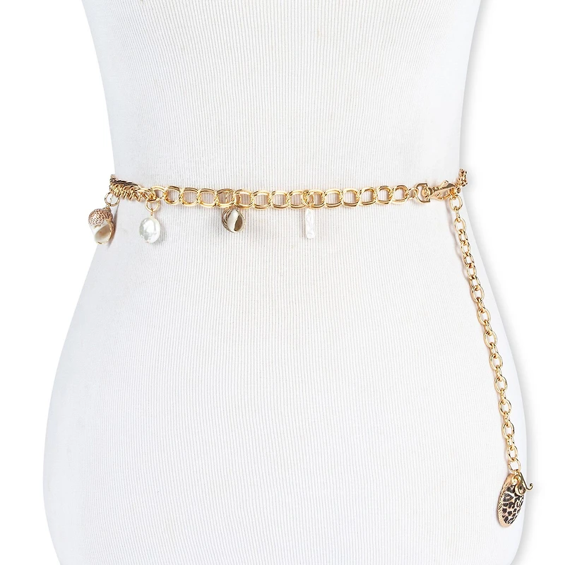 JS Jessica Simpson Shell Charm Chain Womens Belt