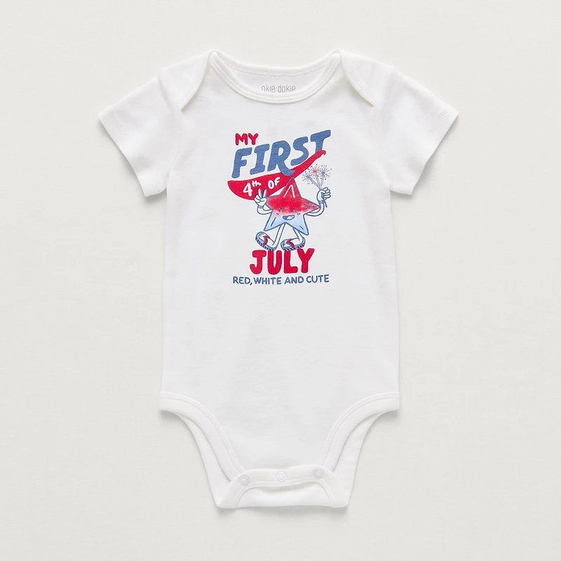 Okie Dokie Baby Unisex Round Neck Short Sleeve Rib Bodysuit