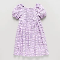 Thereabouts Little & Big Kid Girls Short Sleeve Puffed Empire Waist Dress