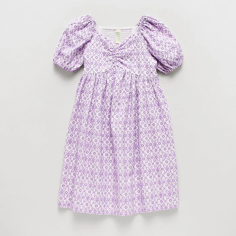 Thereabouts Little & Big Kid Girls Short Sleeve Puffed Empire Waist Dress