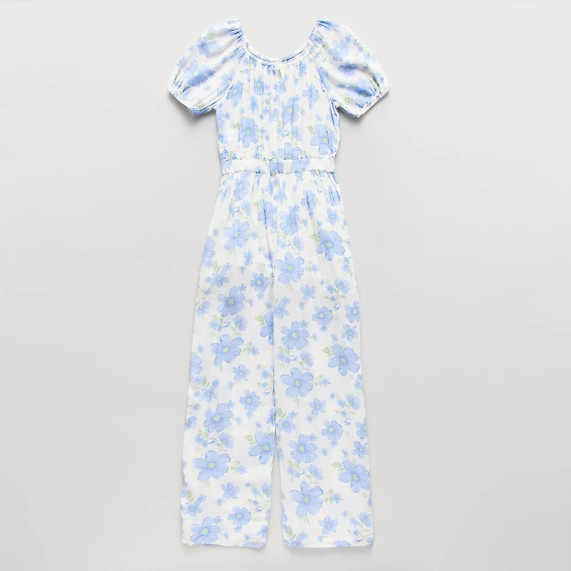 Thereabouts Little & Big Kid Girls Round Neck Short Sleeve Jumpsuit