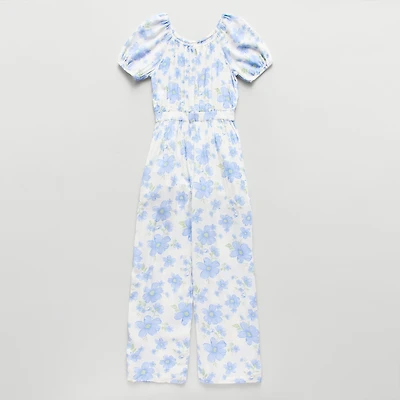 Thereabouts Little & Big Kid Girls Round Neck Short Sleeve Jumpsuit