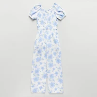 Thereabouts Little & Big Kid Girls Round Neck Short Sleeve Jumpsuit