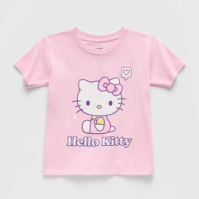 Little & Big Kid Girls Crew Neck Short Sleeve Regular Fit Hello Kitty Graphic T-Shirt