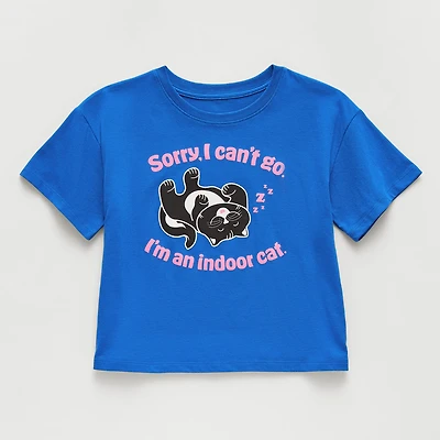 Thereabouts Little & Big Kid Girls Crew Neck Short Sleeve Boxy Fit Graphic T-Shirt