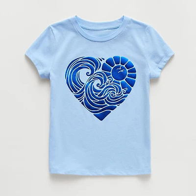 Thereabouts Little & Big Kid Girls Crew Neck Short Sleeve Classic Fit Graphic T-Shirt
