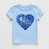 Thereabouts Little & Big Kid Girls Crew Neck Short Sleeve Classic Fit Graphic T-Shirt