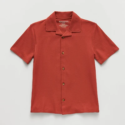 Thereabouts Little & Big Kid Boys Short Sleeve Fitted Regular Fit Button-Down Shirt