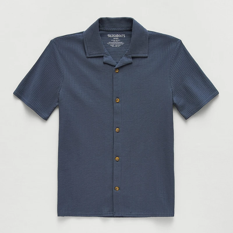 Thereabouts Little & Big Kid Boys Short Sleeve Fitted Regular Fit Button-Down Shirt