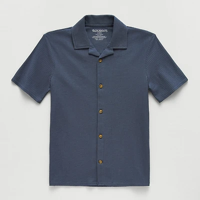 Thereabouts Little & Big Kid Boys Short Sleeve Fitted Regular Fit Button-Down Shirt
