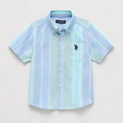 U.S. Polo Assn. Toddler Boys Y Neck Short Sleeve Regular Fit Button-Down Shirt