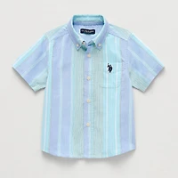 U.S. Polo Assn. Toddler Boys Y Neck Short Sleeve Regular Fit Button-Down Shirt