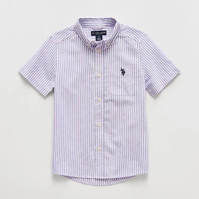 U.S. Polo Assn. Little & Big Kid Boys Short Sleeve Regular Fit Embroidered Button-Down Shirt