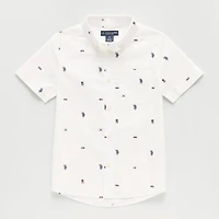 U.S. Polo Assn. Little & Big Kid Boys Short Sleeve Regular Fit Stretch Fabric Embroidered Button-Down Shirt