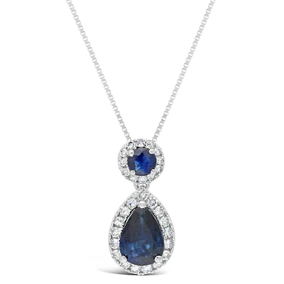 Womens 1/6 CT. T.W. Genuine Blue Sapphire 10K Gold Pear 18 Inch Pendant Necklace