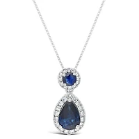 Womens 1/6 CT. T.W. Genuine Blue Sapphire 10K Gold Pear 18 Inch Pendant Necklace