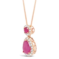 Womens 1/6 CT. T.W. Lead Glass-Filled Red Ruby 10K Gold Pear 18 Inch Pendant Necklace