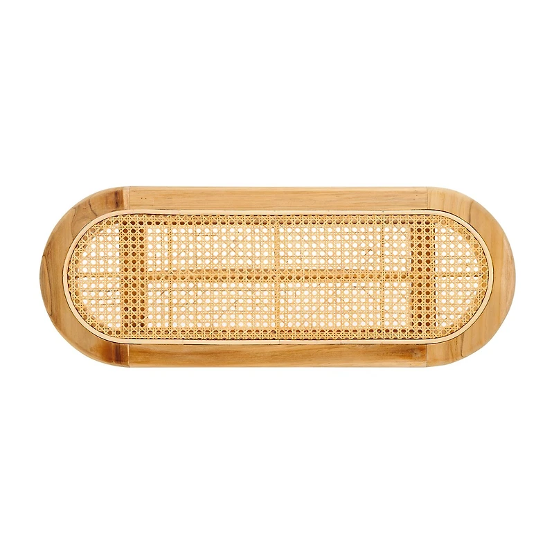 Anikka Wooden Rattan Bench
