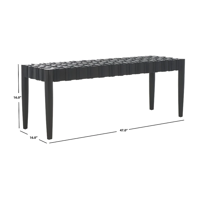 Walda Leather Wood Bench