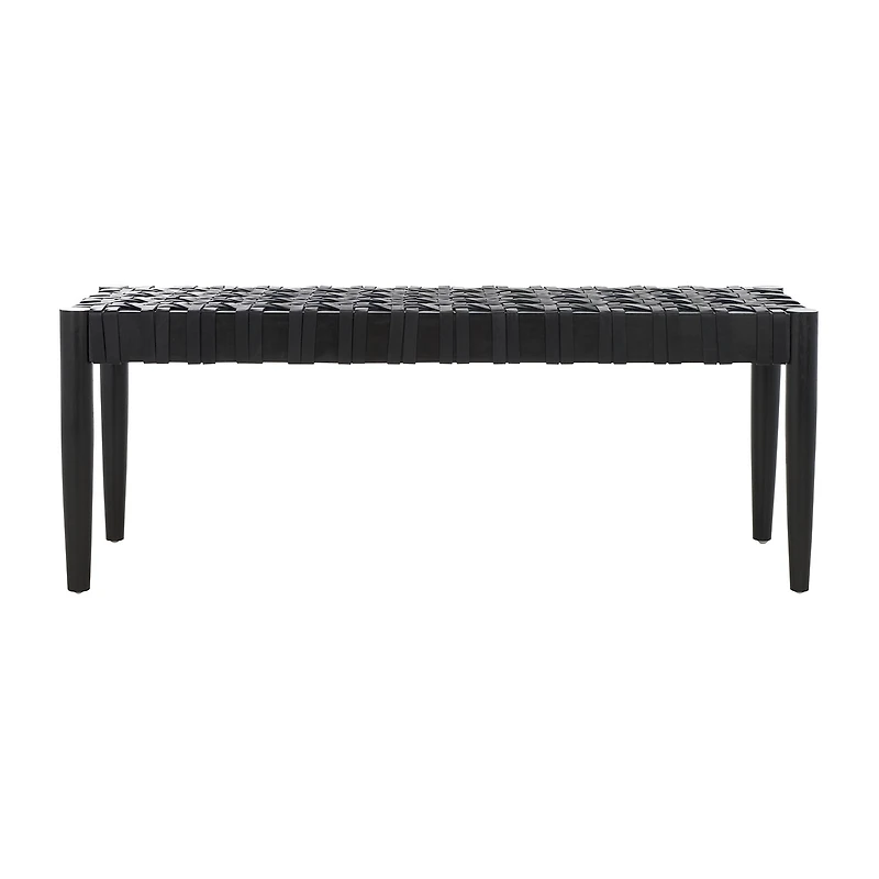 Walda Leather Wood Bench