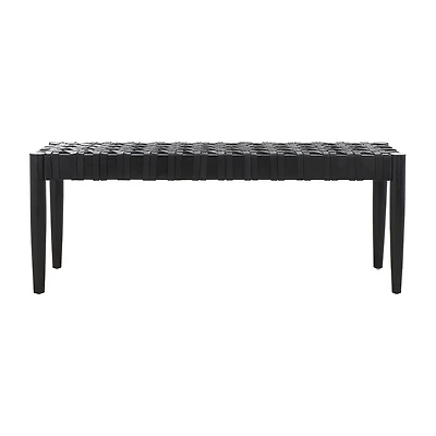 Walda Leather Wood Bench