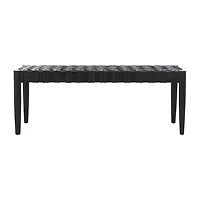 Walda Leather Wood Bench