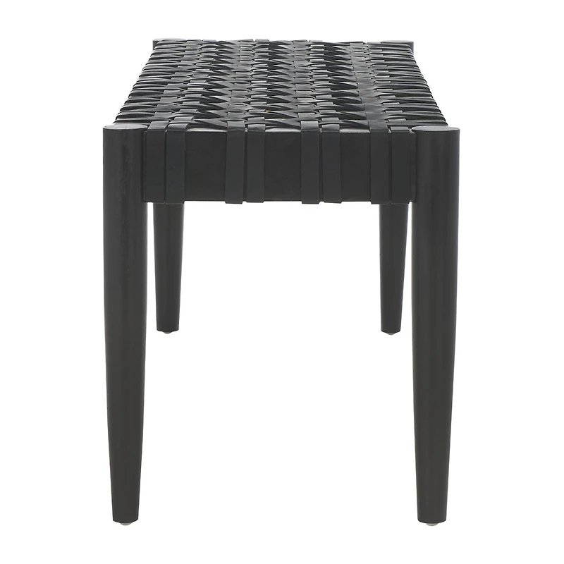 Walda Leather Wood Bench