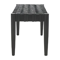Walda Leather Wood Bench