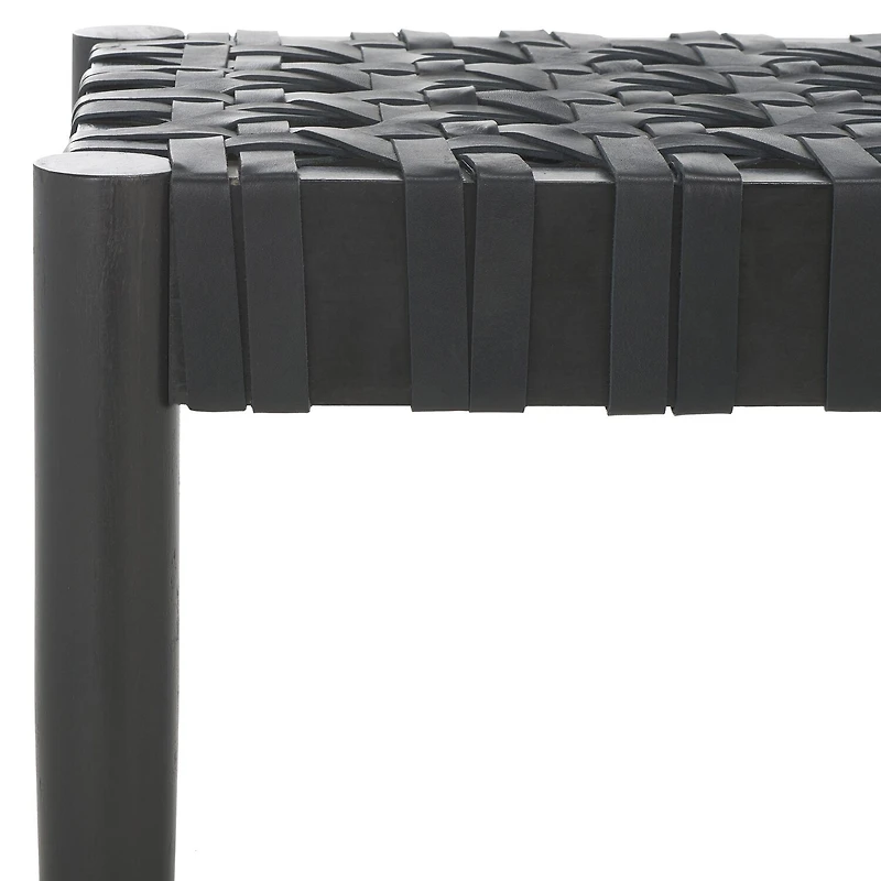 Walda Leather Wood Bench