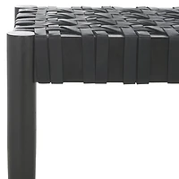 Walda Leather Wood Bench