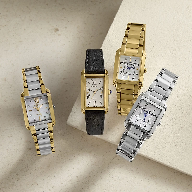 Citizen Bianca Womens Diamond Accent Two Tone Stainless Steel Bracelet Watch Ew5554-58d