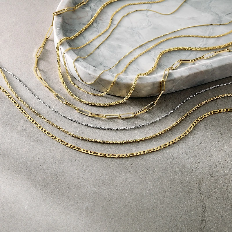 10K Yellow Gold 2.9mm 20-22" Semi-Solid Figaro Chain