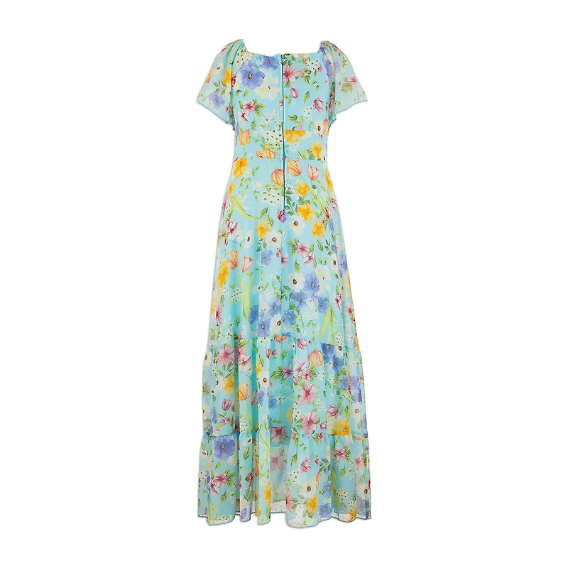 Speechless Big Kid Girls Short Sleeve Flutter Floral Maxi Dress