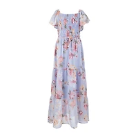 Speechless Big Kid Girls Short Sleeve Flutter Floral Maxi Dress