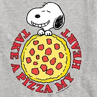 Pizza My Heart Little & Big Kid Boys Crew Neck Short Sleeve Regular Fit Peanuts Snoopy Graphic T-Shirt
