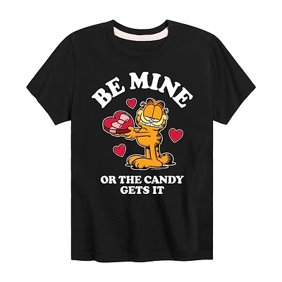 Be Mine Valentine'S Day Little & Big Kid Boys Crew Neck Short Sleeve Regular Fit Garfield Graphic T-Shirt