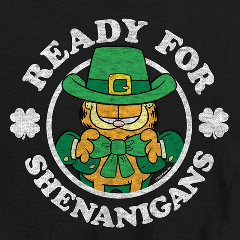 Ready For Shenanigans St. Patrick'S Day Little & Big Kid Boys Crew Neck Short Sleeve Regular Fit Garfield Graphic T-Shirt