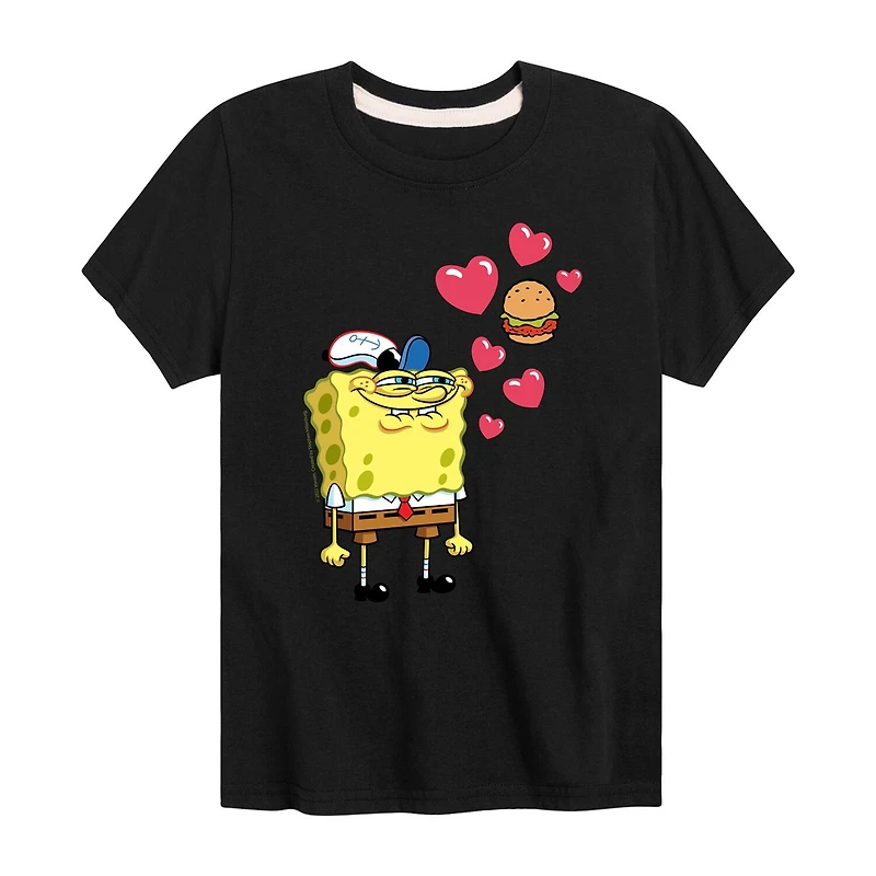 Krabby Patty Love Little & Big Kid Boys Crew Neck Short Sleeve Regular Fit Spongebob Graphic T-Shirt