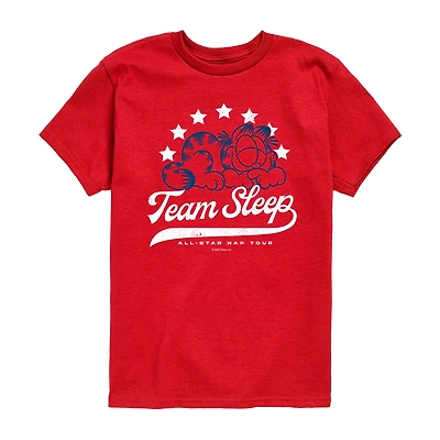 Team Sleep Little & Big Kid Boys Crew Neck Short Sleeve Regular Fit Garfield Graphic T-Shirt