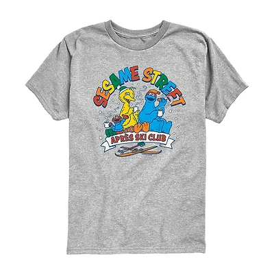 Elmo And Friends Ski Club Little & Big Kid Boys Crew Neck Short Sleeve Regular Fit Sesame Street Graphic T-Shirt