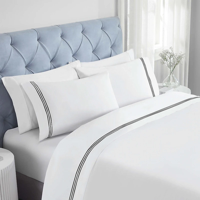 SUPERIOR® Brandon Embroidered Cotton Modern 320tc Deep Pocket Sheet Set