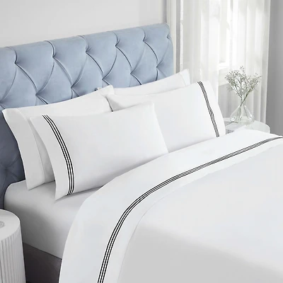 SUPERIOR® Brandon Embroidered Cotton Modern 320tc Deep Pocket Sheet Set