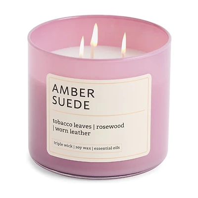 Distant Lands Amber Suede 3-Wick Scented Jar Candle