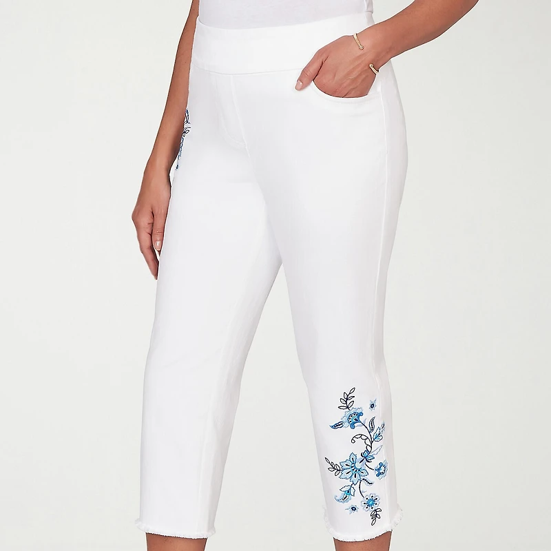 Alfred Dunner Mykonos Womens Plus Straight Mid Rise Capri Pant
