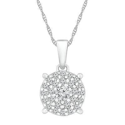 Womens / CT. T.W. Natural White Diamond 10K Gold Round 18 Inch Pendant Necklace