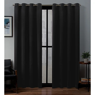 Exclusive Home Curtains Sateen Grommet Top Blackout Set of 2 Curtain Panel